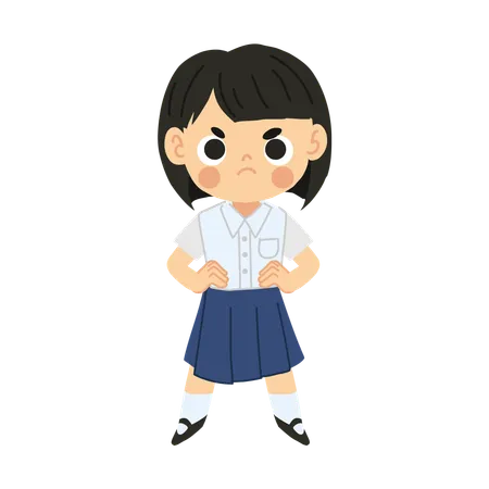 Cute of Frustrated Thai Student Girl  Illustration