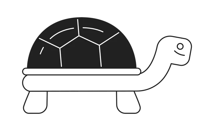 Cute Old Turtle Moving Slowly Monochrome Flat Vector Object Editable Cartoon Clip Art Icon On White Background Simple Spot Illustration For Web Graphic Design Illustration