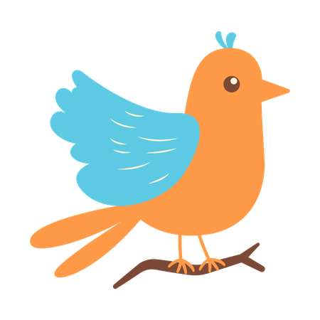 Cute Orange Dove on Tree Branch  Illustration