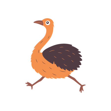 Cute Ostrich Running Fast  Illustration