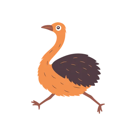 Cute Ostrich Running Fast  Illustration