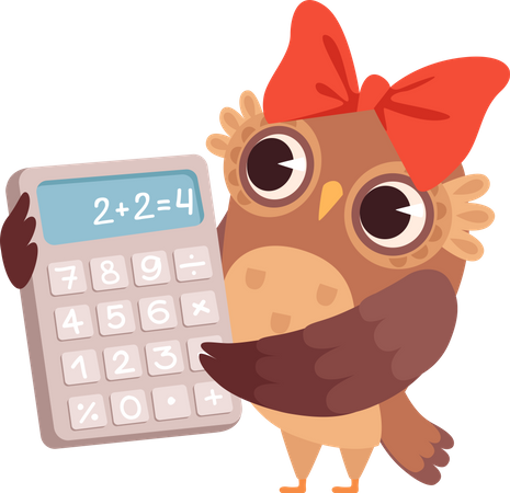 Cute owl holding calculator Illustration