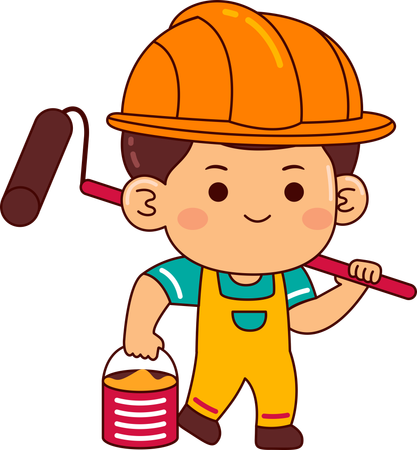 Cute painter boy with painting equipment  Illustration