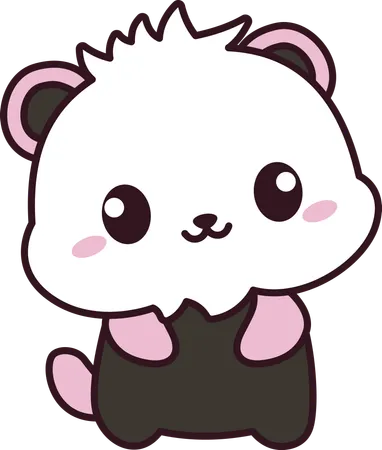 Cute Panda Animal Mascot Character with Happy Expression  Illustration