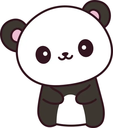 Cute Panda Animal Mascot Character with Happy Expression  Illustration