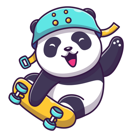 Cute panda doing skateboarding  Illustration