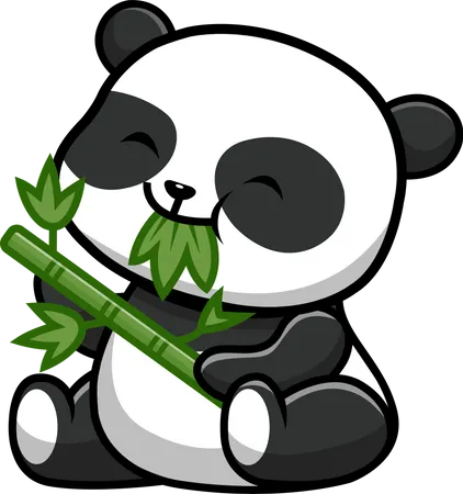 Cute Panda Eat Bamboo  Illustration