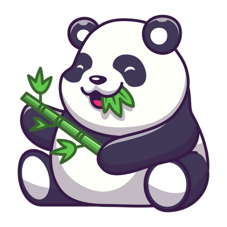 Cute panda eating leaf  Illustration