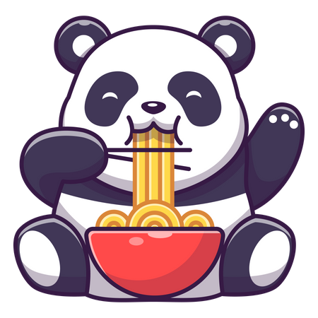 Cute panda eating noodles  Illustration