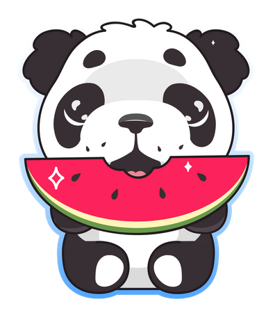 Cute panda eating watermelon  Illustration