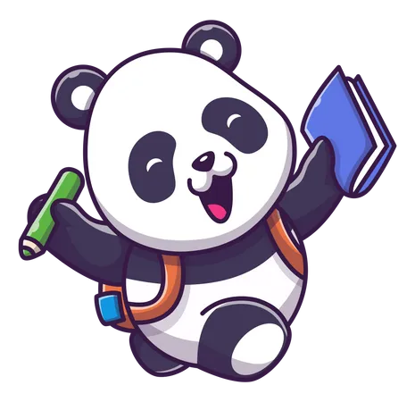 Cute panda going school  Illustration