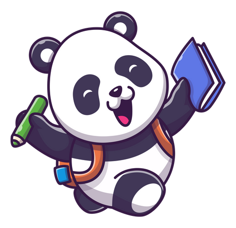 Cute panda going school  Illustration