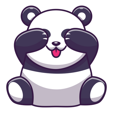 Cute panda putting hands on eyes  Illustration