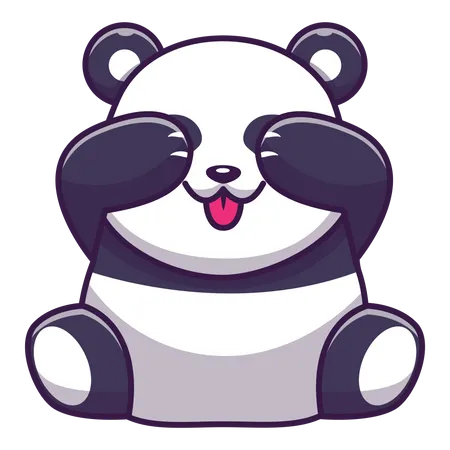 Cute panda putting hands on eyes  Illustration