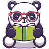 illustrations of cute panda reading book
