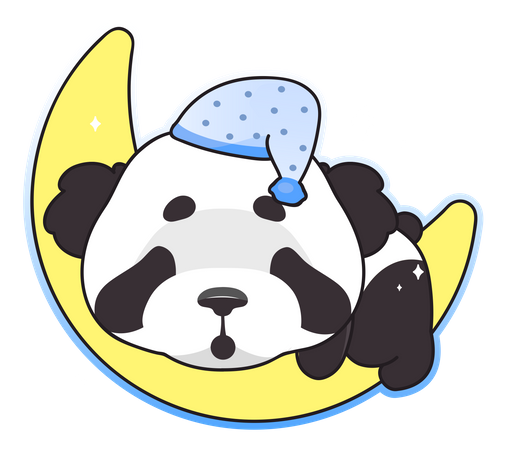 Cute panda sleeping on moon  Illustration