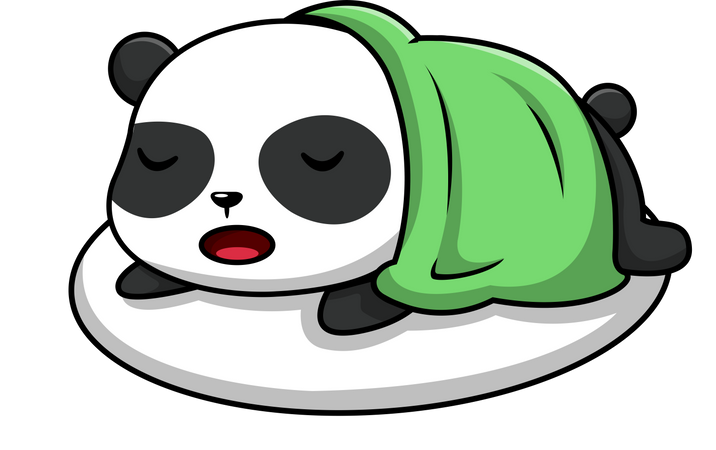 Cute Panda Sleeping On Pillow With Blanket  Illustration