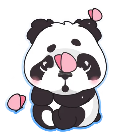 Cute panda with butterflies  Illustration