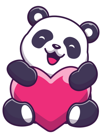 Cute panda with heart Illustration