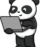 illustrations for panda working on laptop