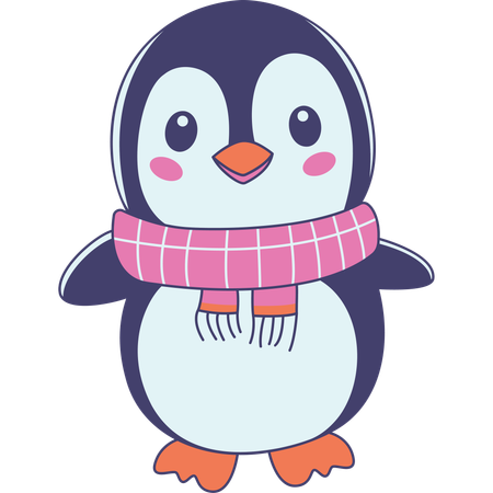Cute Penguin Character Wearing Scraf  Illustration