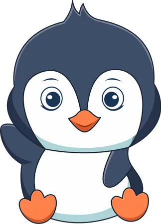 Cute Penguin waving hand  Illustration