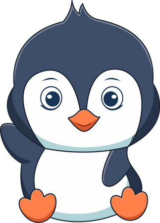 Cute Penguin waving hand  Illustration