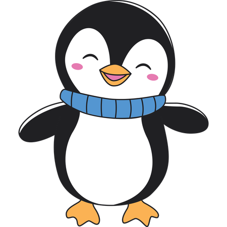 Cute Penguin Wearing Scraf in Winter Season  Illustration