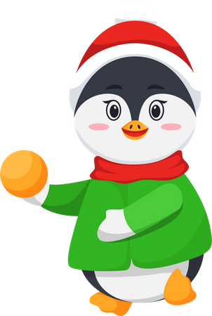 Cute Penguin with Ball  Illustration