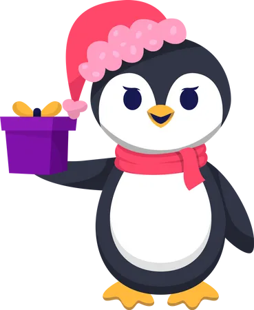 Cute Penguin with Gift  일러스트레이션