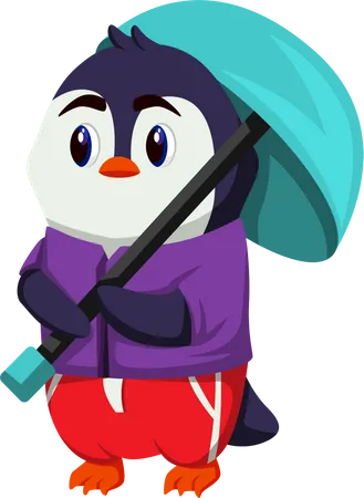 Cute Penguin with umbrella  Illustration