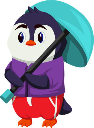 Cute Penguin with umbrella  Illustration