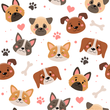 Cute pets pattern Illustration
