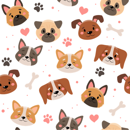 Cute pets pattern  Illustration