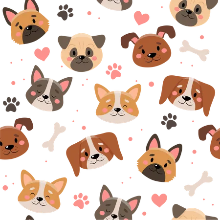 Cute pets pattern  Illustration