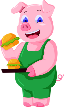 Cute Pig Character  Illustration
