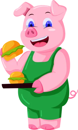 Cute Pig Character  Illustration