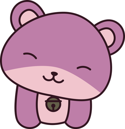 幸せそうな表情をしたかわいいピンクのクマの動物マスコットキャラクター  イラスト