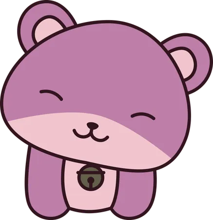 幸せそうな表情をしたかわいいピンクのクマの動物マスコットキャラクター  イラスト