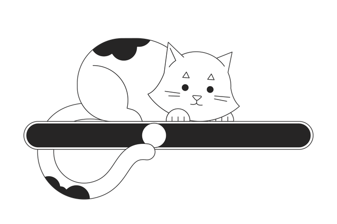 Cute playful cat under  Illustration