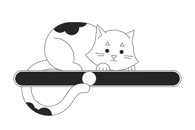 Cute playful cat under  Illustration