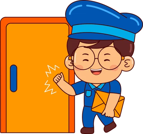 Cute postman boy delivered letter  Illustration