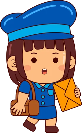 Cute postman boy holding post  Illustration