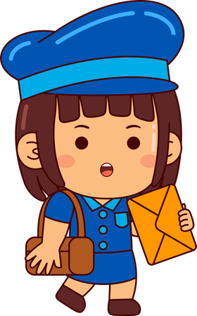 Cute postman boy holding post  Illustration