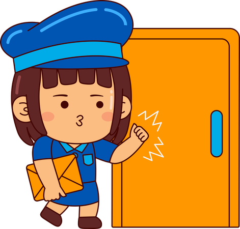 Cute postman girl delivered post  Illustration