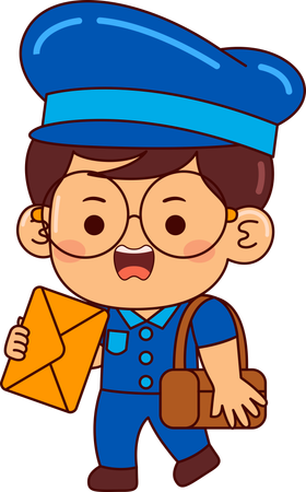 Cute postman holding letter  Illustration
