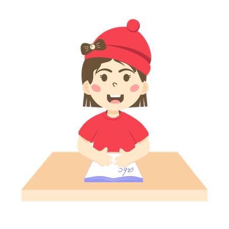 Cute pre school girl in english class  Illustration