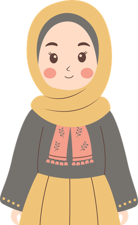 Cute Pretty Muslim Girl  Illustration