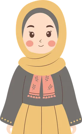 Cute Pretty Muslim Girl  Illustration