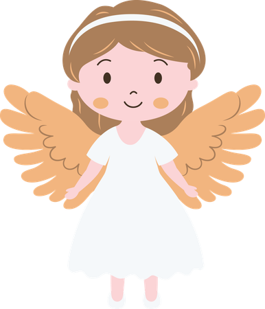 Cute Pretty Winged Little Girl Fairy Angel  Illustration